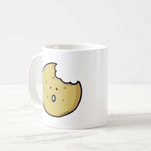 Funny Cookie Cartoon mit Bite Kaffeetasse (Vorderseite Links)