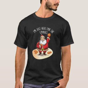 Funny Cookie Eating Santa Design T-Shirt