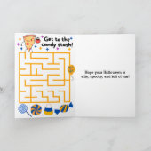 Funny Cookie Mummy Pizza Slice Halloween Maze Karte (Innenseite)