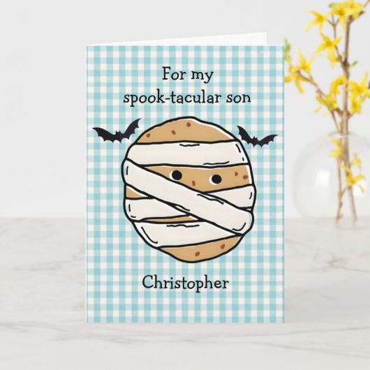 Funny Cookie Mummy Pizza Slice Halloween Maze Karte (Gelbe Blume)