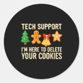 Funny Cookies Christmas Gingerbread Tech Suprt Men Runder Aufkleber (Vorderseite)