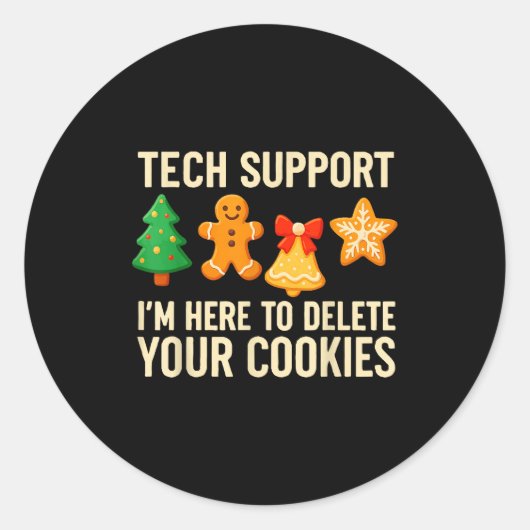 Funny Cookies Christmas Gingerbread Tech Suprt Men Runder Aufkleber (Vorderseite)