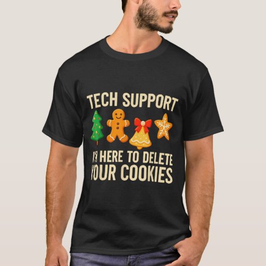 Funny Cookies Christmas Gingerbread Tech Suprt Men T-Shirt (Vorderseite)