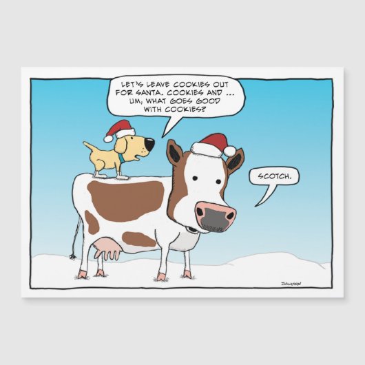 Funny Cookies und Scotch für Weihnachten zu Weihna Magnetkarte (Vorderseite)