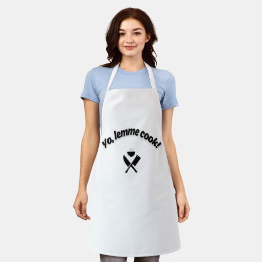 Funny Cooking Apron - “Yo, Lemme Cook!” Meme Quote Schürze (Getragen)
