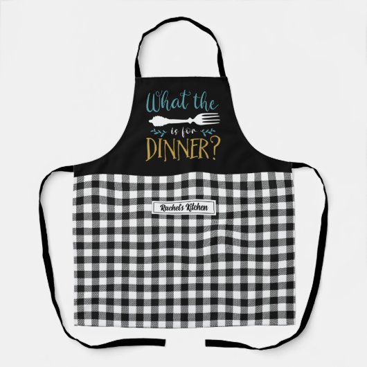Funny Cooking Fork Pub Schwarz-weiß Kariert Schürze (Vorderseite)