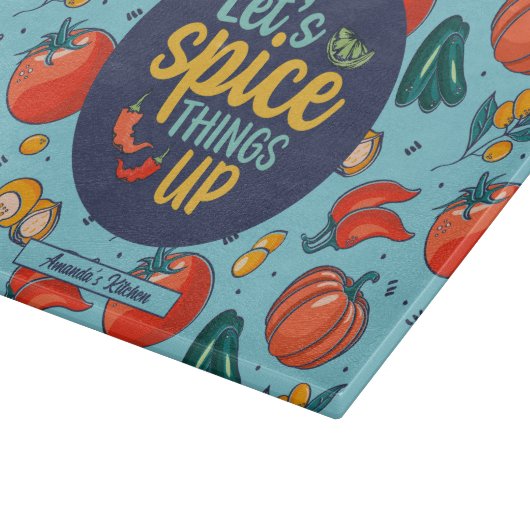 Funny Cooking Gewürz Dings Up Gemüsemuster Schneidebrett (Ecke)