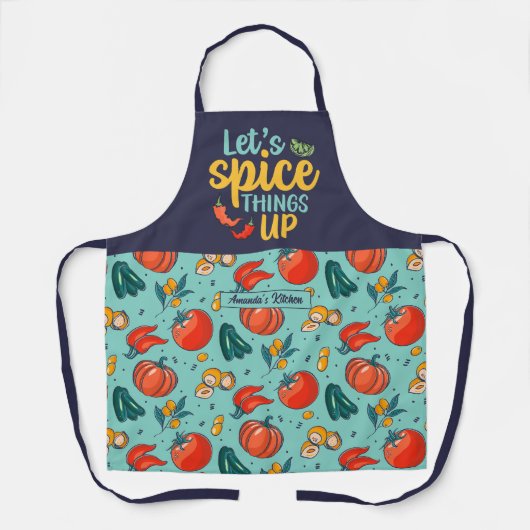 Funny Cooking Gewürz Dings Up Gemüsemuster Schürze (Vorderseite)