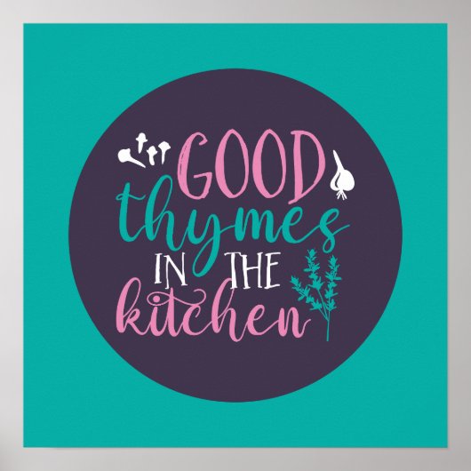 Funny Cooking gute Thymnen in der Küche Retro Kuns Poster (Vorne)