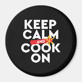 Funny Cooking Koch Behalte Ruhe und Kochen auf Magnet (Vorne)