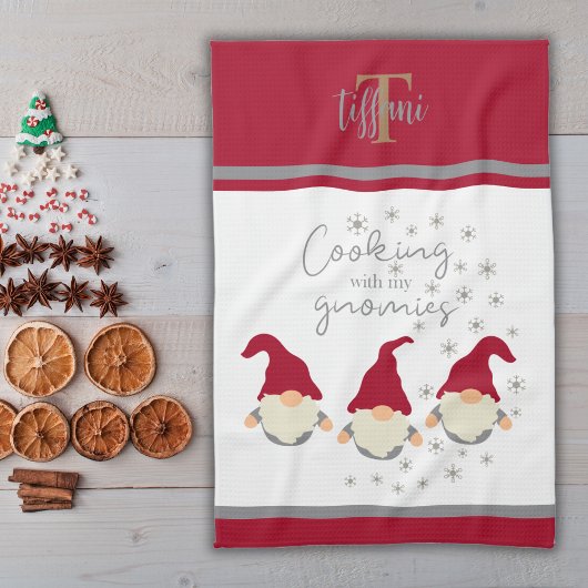 Funny Cooking mit meinem Gnomies Holidays Design Geschirrtuch