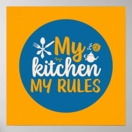 Funny Cooking my Kitchen Meine Regeln Retro Food A Poster