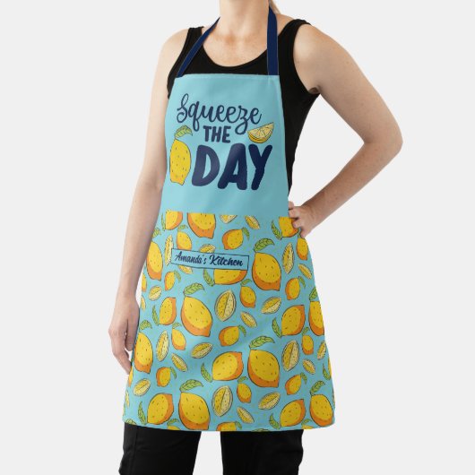 Funny Cooking Pub Squeeze The Day Lemon Muster Schürze (InSitu)