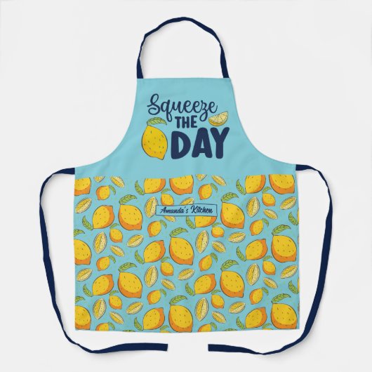Funny Cooking Pub Squeeze The Day Lemon Muster Schürze (Vorderseite)