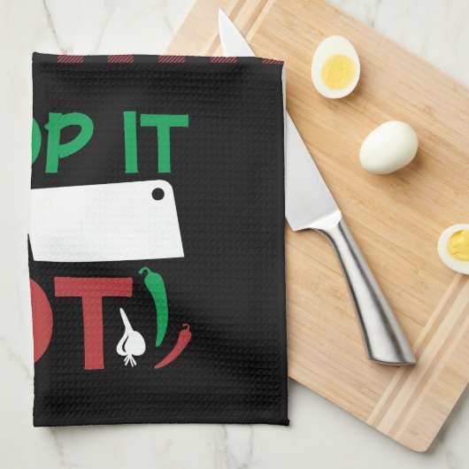 Funny Cooking Pun Chop Es ist, als wäre es heiß ro Geschirrtuch (Viertel Falte)