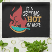 Funny Cooking Pun Es wird heißen Red Black Kariert Geschirrtuch (Gefaltet)