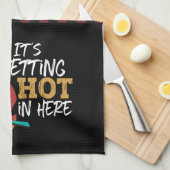 Funny Cooking Pun Es wird heißen Red Black Kariert Geschirrtuch (Viertel Falte)