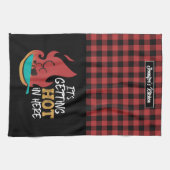 Funny Cooking Pun Es wird heißen Red Black Kariert Geschirrtuch (Horizontal)