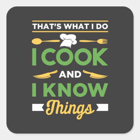 Funny Cooking Quadratischer Aufkleber (Vorderseite)