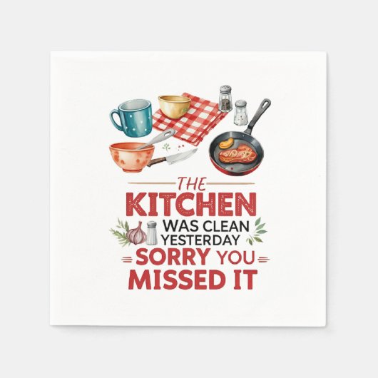 Funny Cooking Zitat mit Utensid Serviette (Vorderseite)