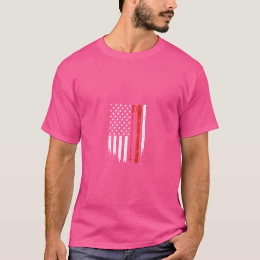 Funny Cool American Flag Ski Skier Snow Win T-Shirt (Vorderseite)