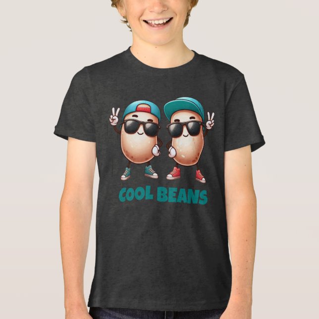 Funny Cool Beans mit Kappen und Sneakern Tri-Blend Shirt (Vorderseite)