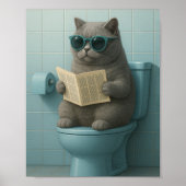 Funny Cool Cat Bathroom Trendy Wall Art Poster (Vorne)