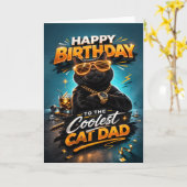 Funny Cool Cat Dad Happy Birthday Card for Men Karte (Gelbe Blume)