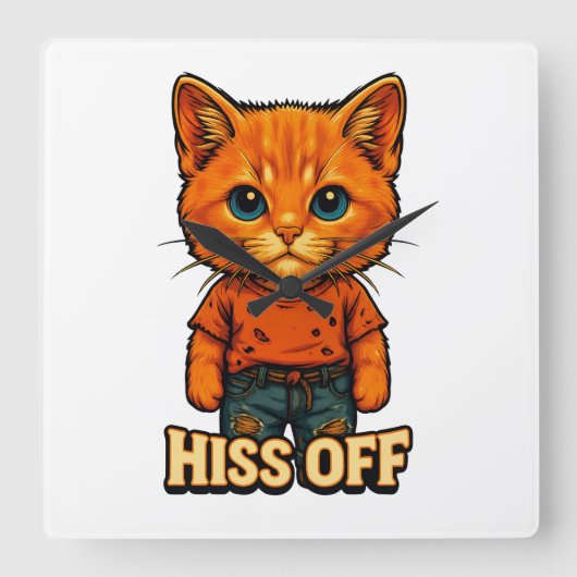 Funny Cool Cat Quote Tee Quadratische Wanduhr (Vorderseite)