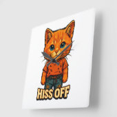 Funny Cool Cat Quote Tee Quadratische Wanduhr (Winkel)
