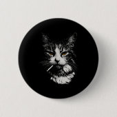 Funny Cool Cat Smoking Funny Meme Cigarette Cat Ga Button (Vorderseite)