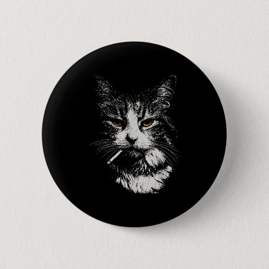 Funny Cool Cat Smoking Funny Meme Cigarette Cat Ga Button (Vorderseite)