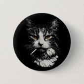 Funny Cool Cat Smoking Funny Meme Cigarette Cat Ga Button (Vorderseite)