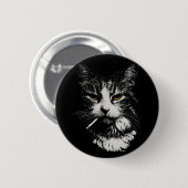 Funny Cool Cat Smoking Funny Meme Cigarette Cat Ga Button (Vorne & Hinten)