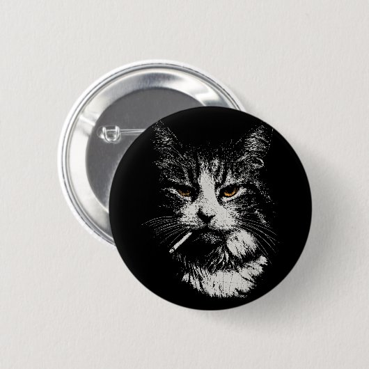 Funny Cool Cat Smoking Funny Meme Cigarette Cat Ga Button (Vorne & Hinten)