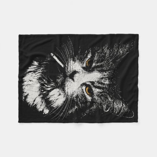 Funny Cool Cat Smoking Funny Meme Cigarette Cat Ga Fleecedecke (Vorderseite (Horizontal))