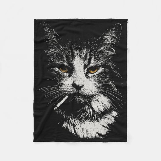 Funny Cool Cat Smoking Funny Meme Cigarette Cat Ga Fleecedecke (Vorderseite)