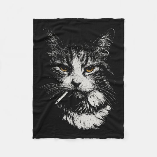 Funny Cool Cat Smoking Funny Meme Cigarette Cat Ga Fleecedecke (Vorderseite)