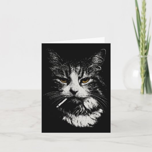 Funny Cool Cat Smoking Funny Meme Cigarette Cat Ga Karte (Vorderseite)
