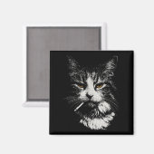 Funny Cool Cat Smoking Funny Meme Cigarette Cat Ga Magnet (Vorderseite/Rückseite)