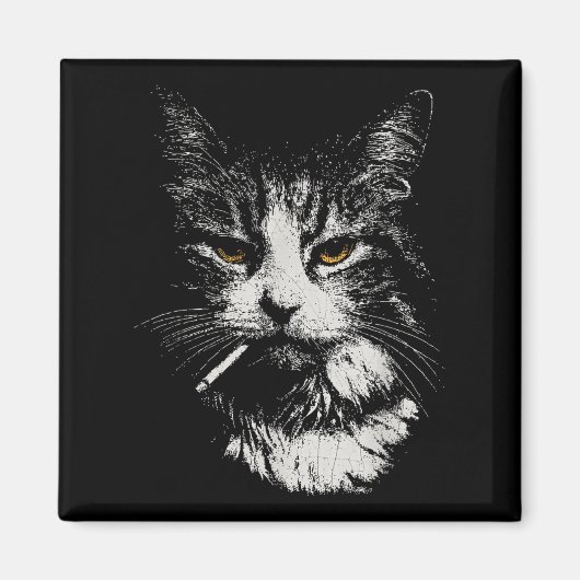 Funny Cool Cat Smoking Funny Meme Cigarette Cat Ga Magnet (Vorne)