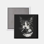 Funny Cool Cat Smoking Funny Meme Cigarette Cat Ga Magnet (Vorderseite/Rückseite)