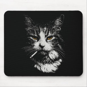 Funny Cool Cat Smoking Funny Meme Cigarette Cat Ga Mousepad