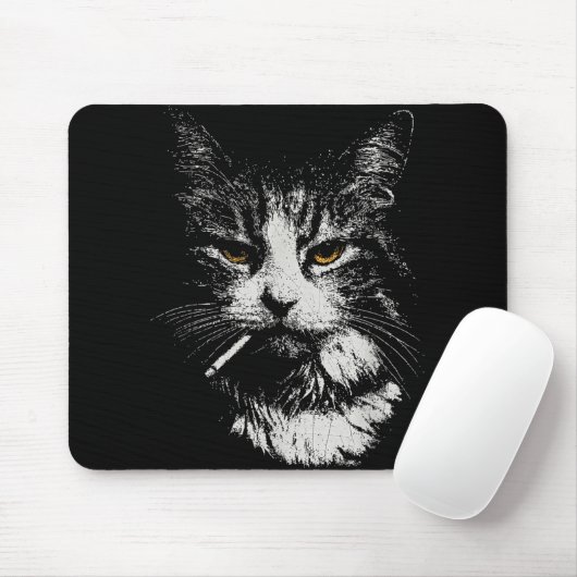 Funny Cool Cat Smoking Funny Meme Cigarette Cat Ga Mousepad (Mit Mouse)