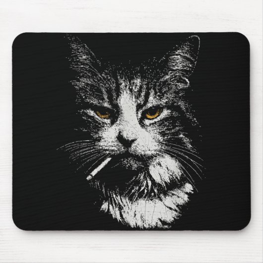Funny Cool Cat Smoking Funny Meme Cigarette Cat Ga Mousepad (Vorne)