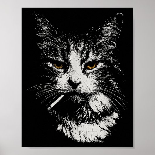 Funny Cool Cat Smoking Funny Meme Cigarette Cat Ga Poster (Vorne)