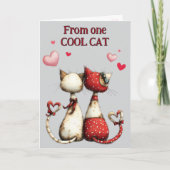 Funny Cool Cat Valentine Card Feiertagskarte (Vorderseite)