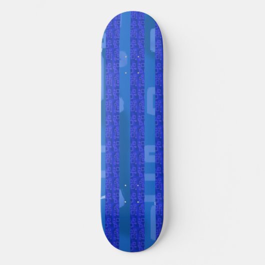 Funny Cool Chic Blaue geometrische Streifen Skateboard (Vorderseite)