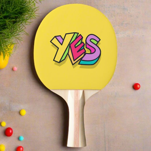 Funny Cool Colorful "YES" Gelb Trendy Sports Tischtennis Schläger