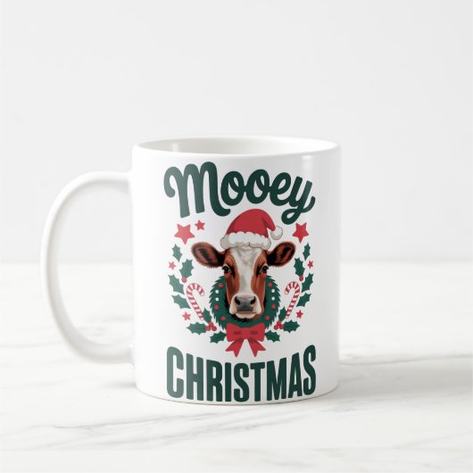 Funny Cool Cow Mooey Christmas Farm Holiday Humor Kaffeetasse (Links)